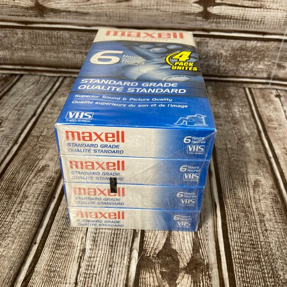 MAXELL 6 Hours T-120 4 Pack Blank Standard Grade VHS Tapes Brand NEW SEALED - Picture 5 of 6